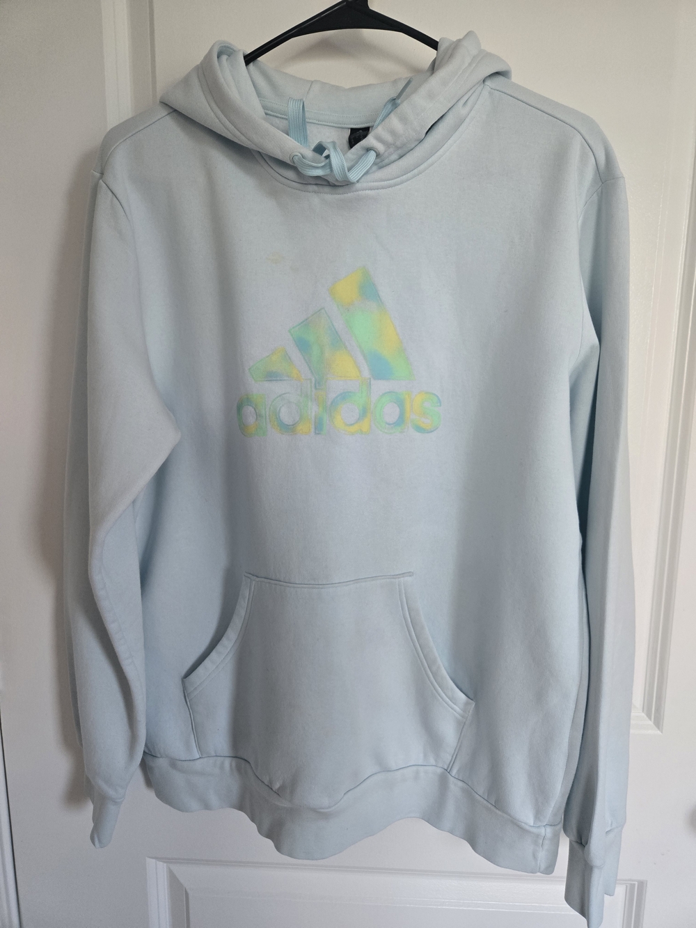 Adidas Women’s Light Blue Hoodie Sweater with Pastel Logo